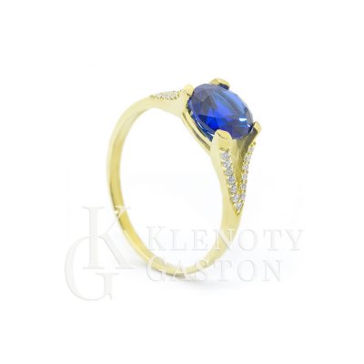 Zlatý prsten s modrým kamenem